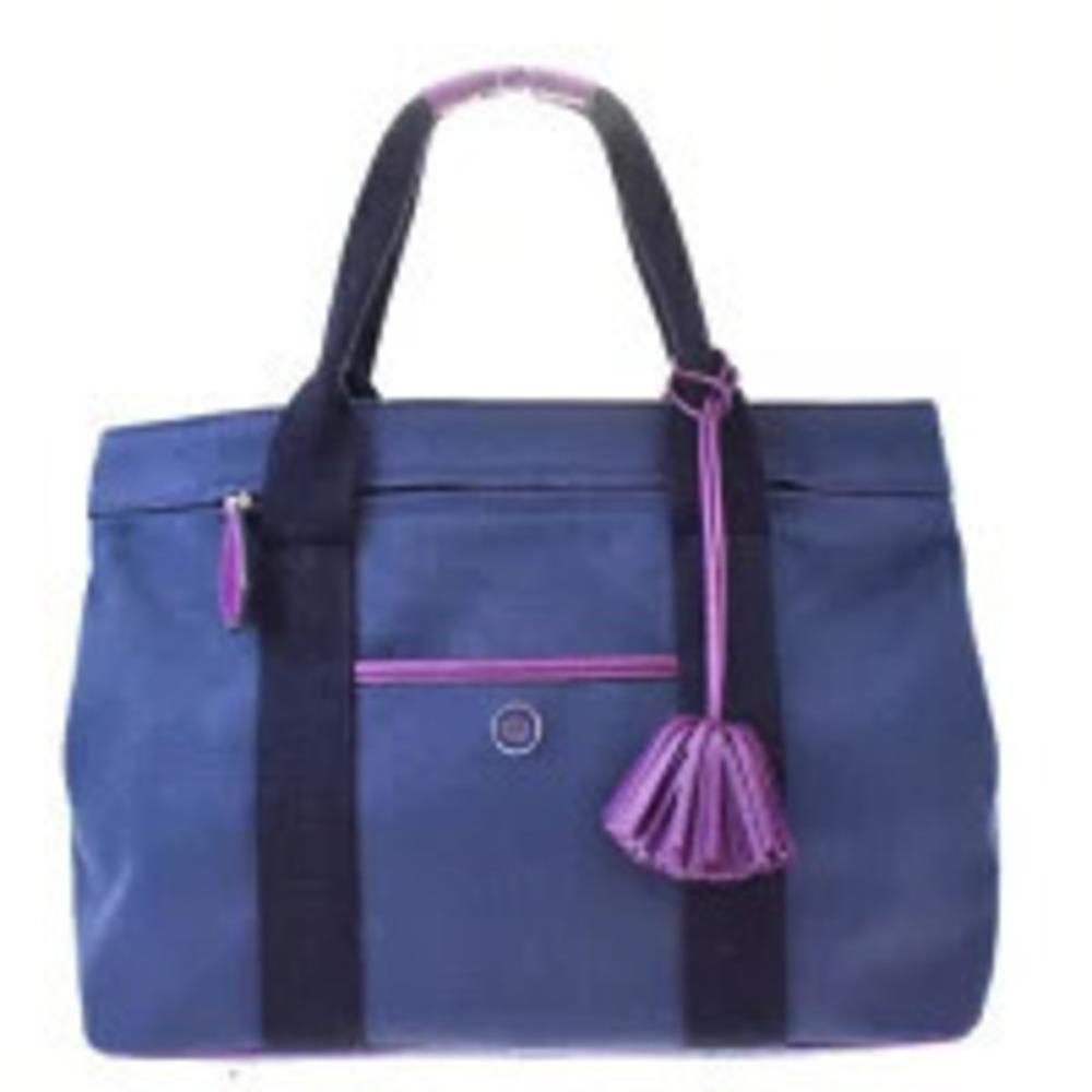 Loewe Tote Handbag Fringe Purple Canvas Leather